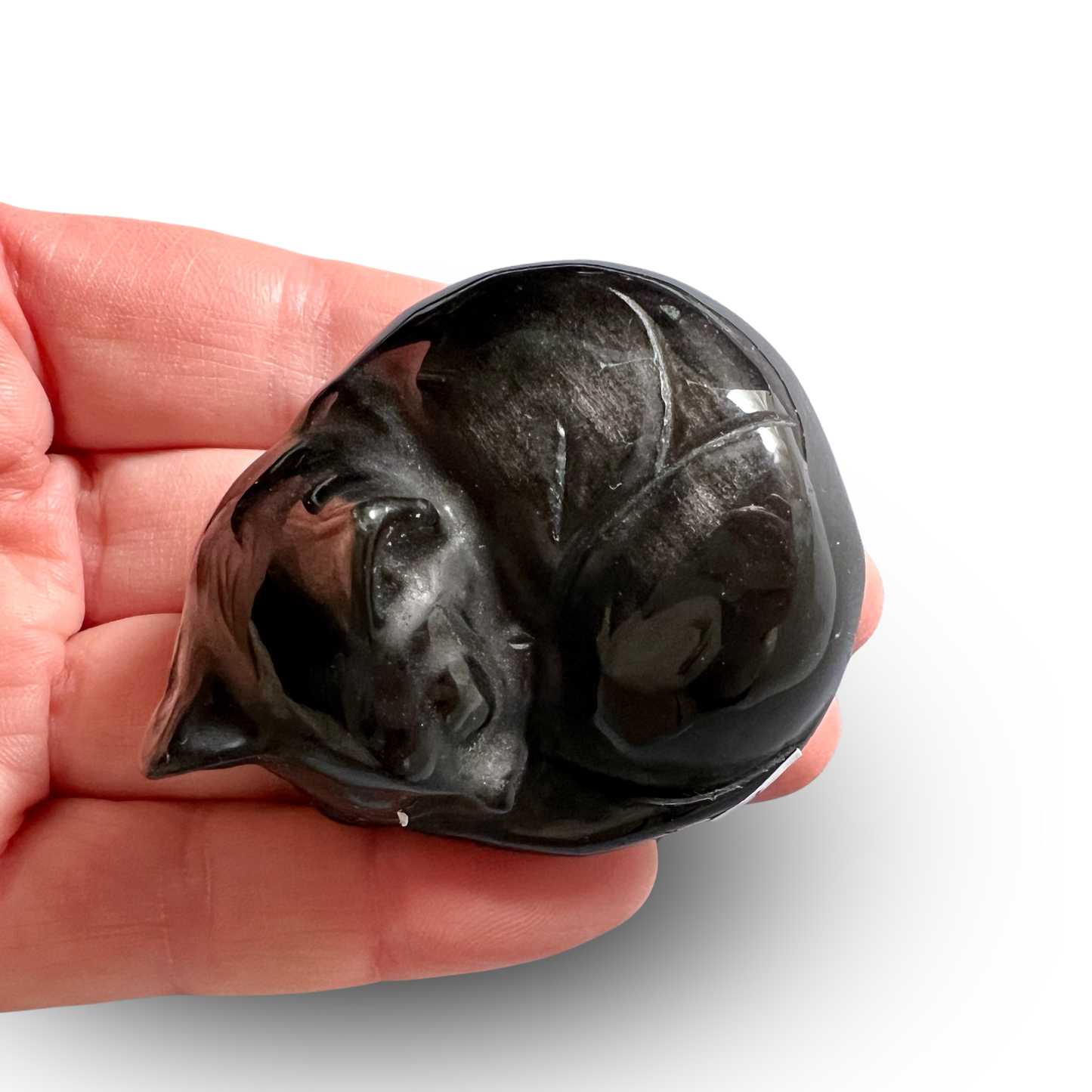 Silver Obsidian Cat 55mm – Protection and Calm