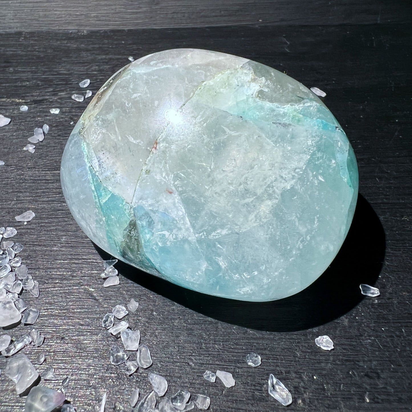 Chrysokoll Quarz Handschmeichler | Quantum Quattro 117g | Happy Minerals