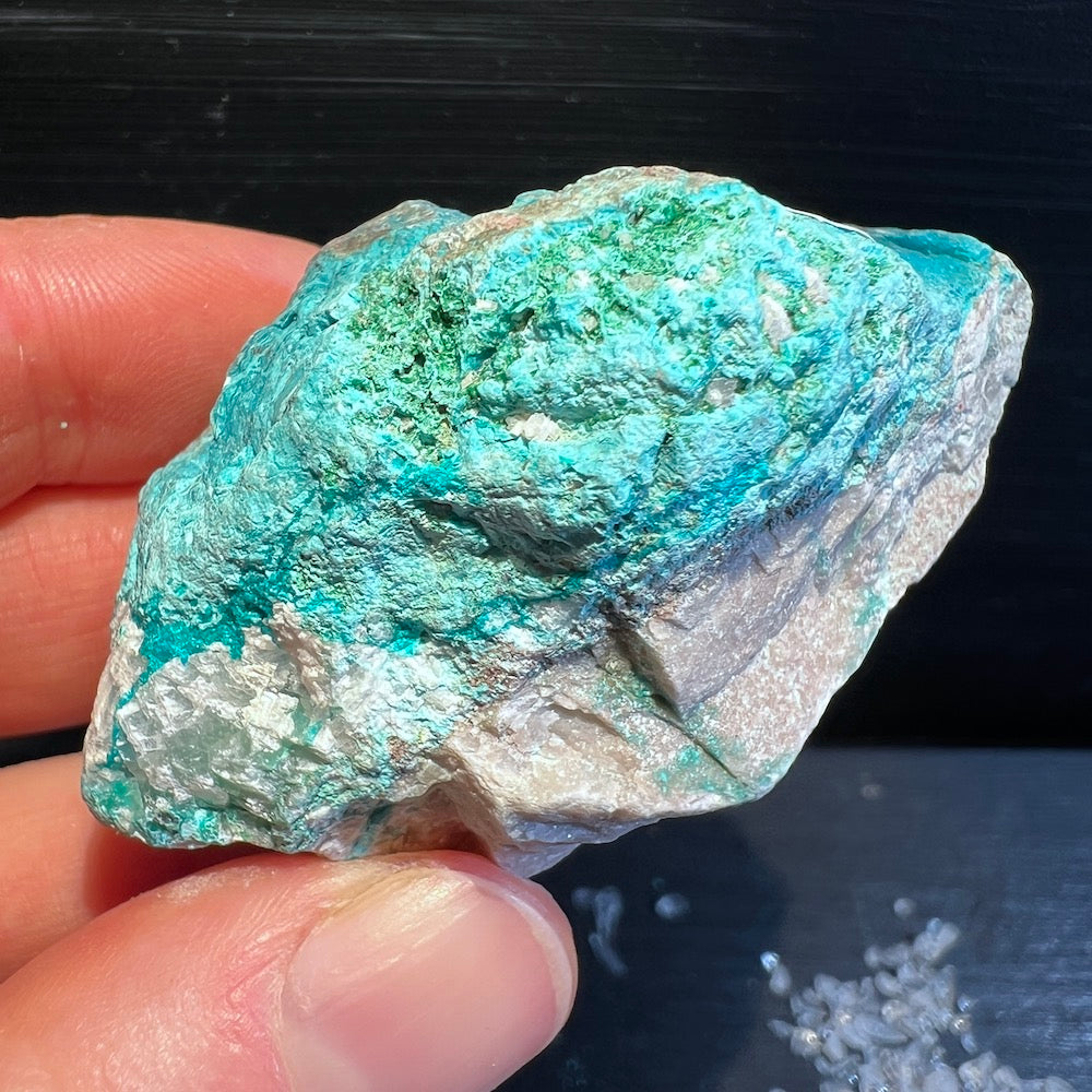 Chrysokoll Rohstein Nr. 1 Rückseite | Happy Minerals