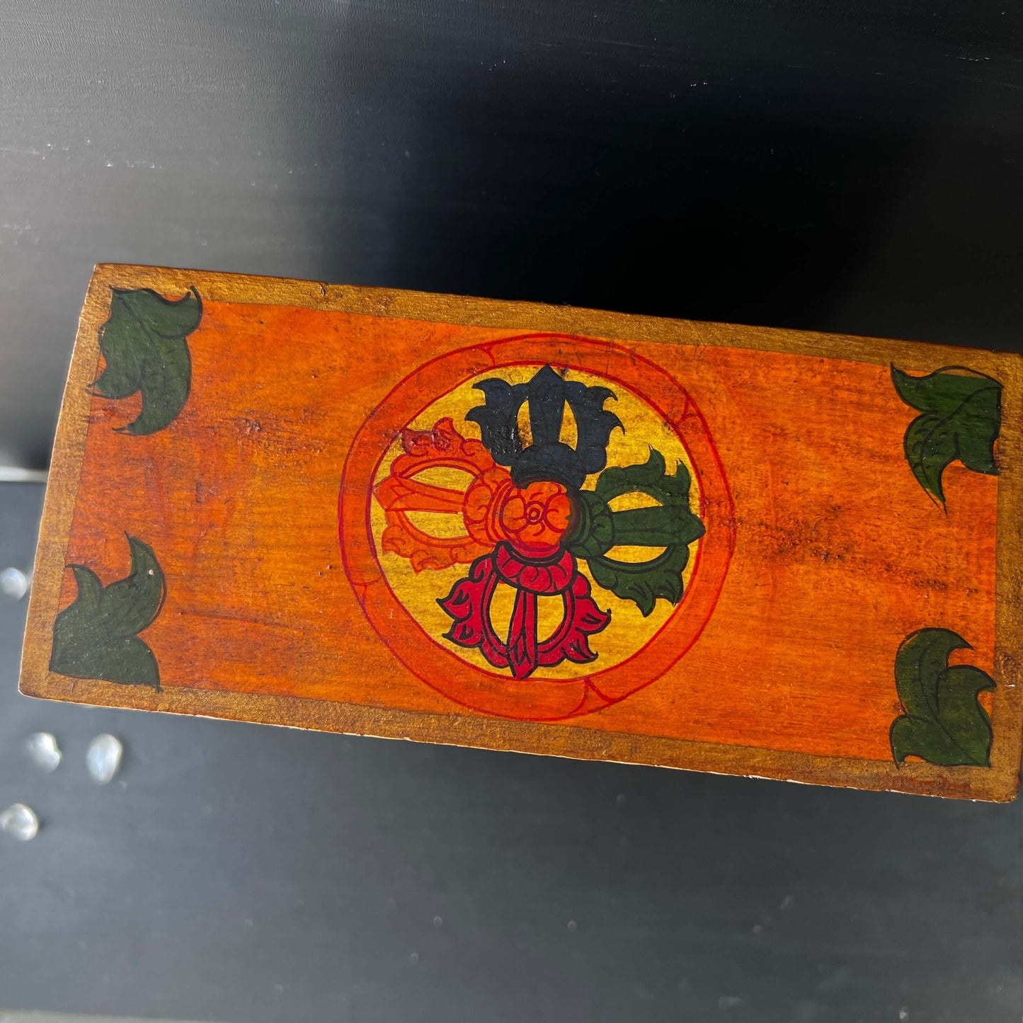 Wooden altar hand-painted ca.21cm with drawer from Nepal