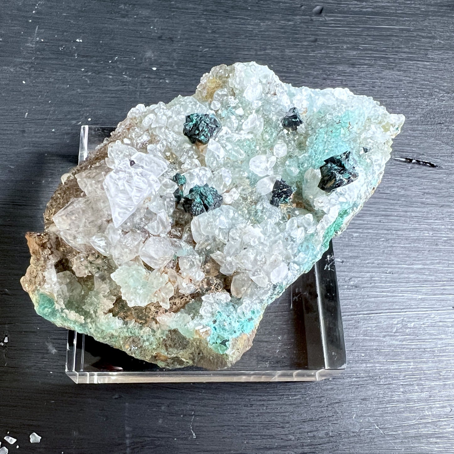 Quarzkristalle mit Gem Silica Chrysokoll als dekoratives Sammlerstück | Happy Minerals