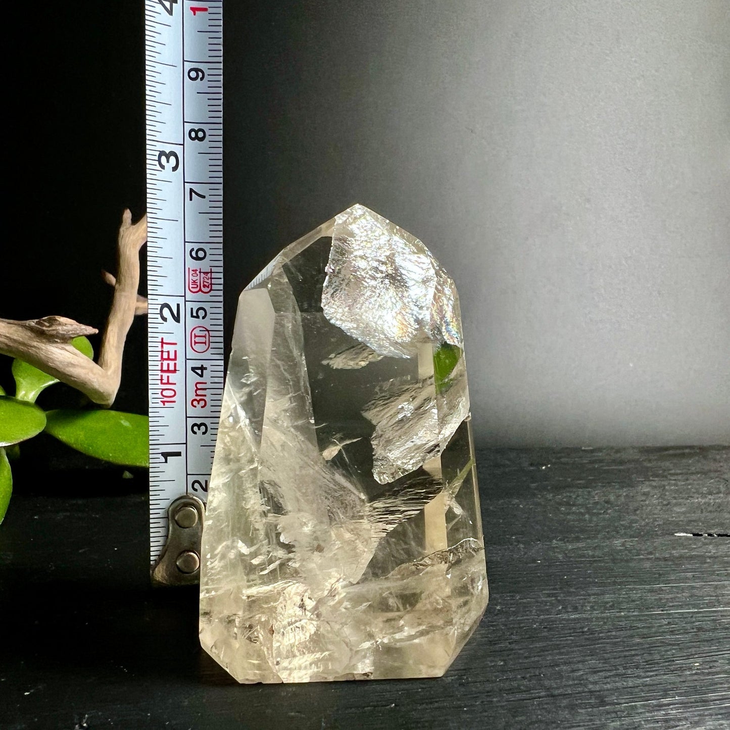 Naturcitrin Spitze | Maßband Größenvergleich | 10cm hoch | Premium Qualität Brasilien | Happy Minerals