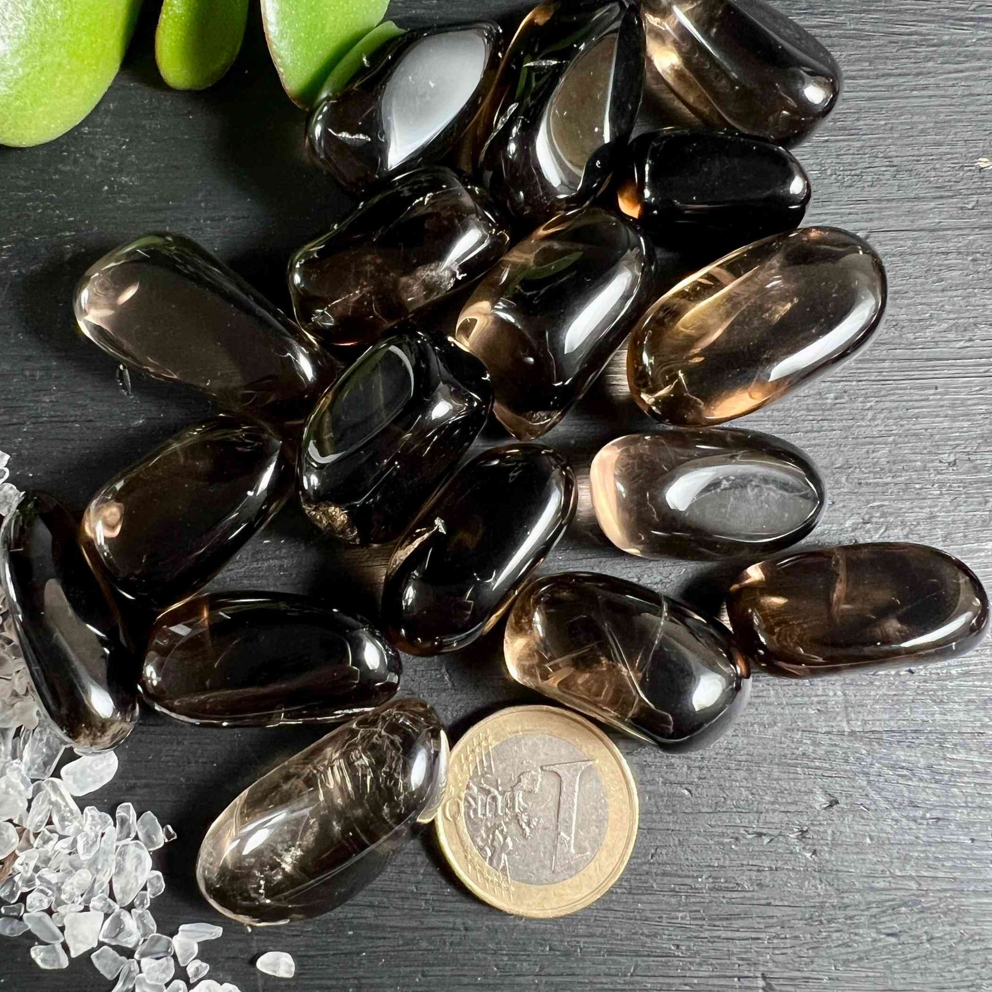 Klarer Rauchquarz | S-Size ca. 3cm | mit Münze als Größenvergleich | Happy Minerals
