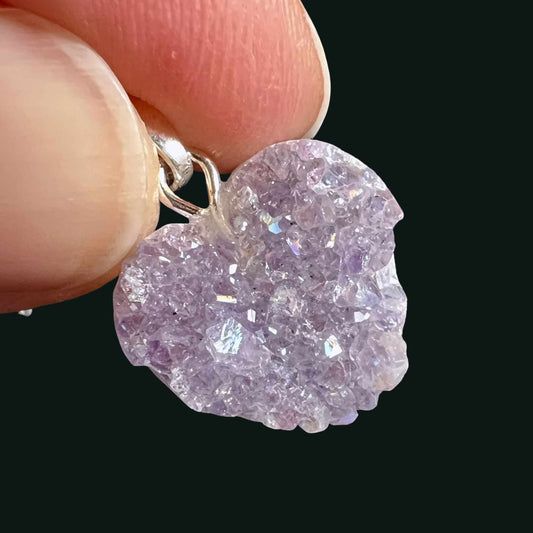 Amethystherz Anhänger mit Angel Aura Schimmer | Happy Minerals