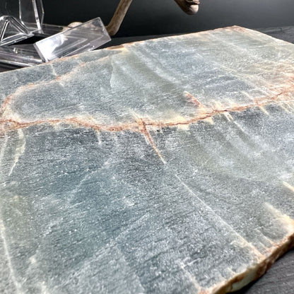 Blaue Aragonit Scheibe Rückseite, roh | Happy Minerals