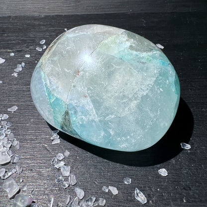 Chrysokoll Quarz Handschmeichler | Quantum Quattro 117g | Happy Minerals