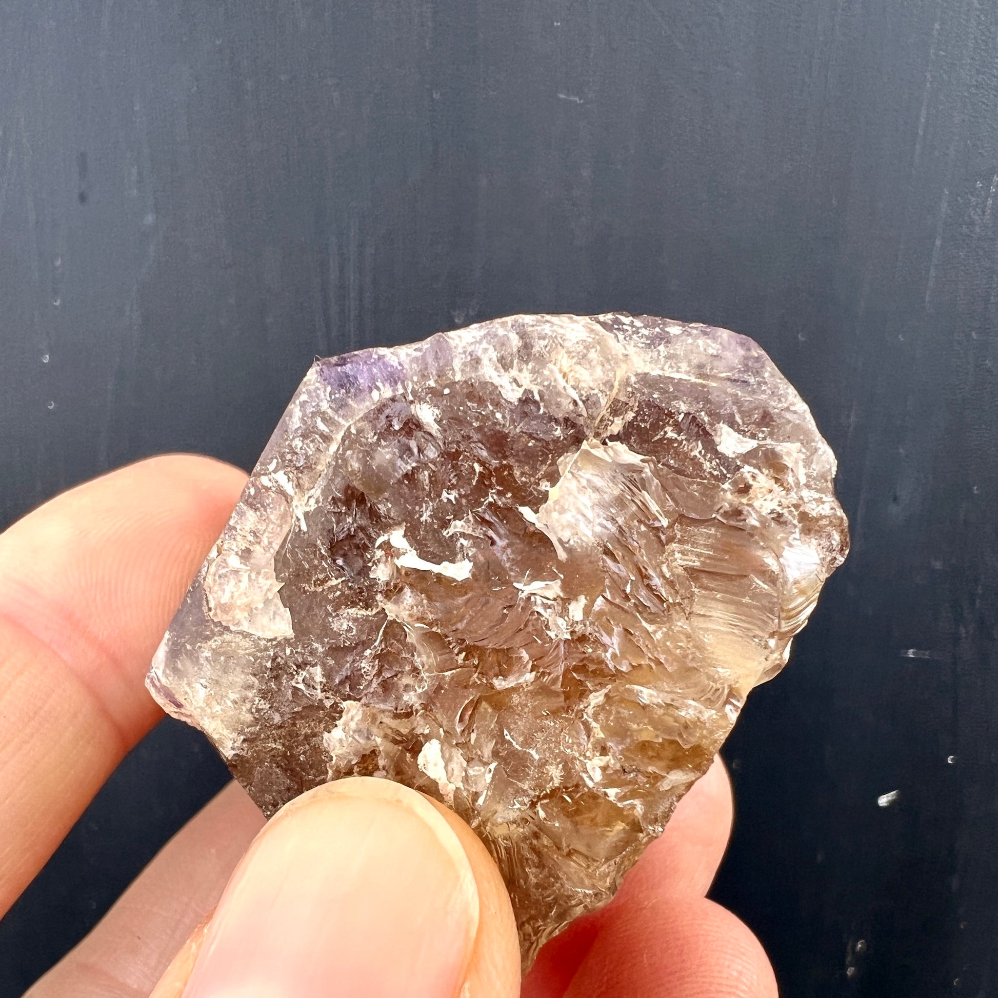 Dream Coat Amethyst auf goldenem Citrin von unten | HappyMinerals