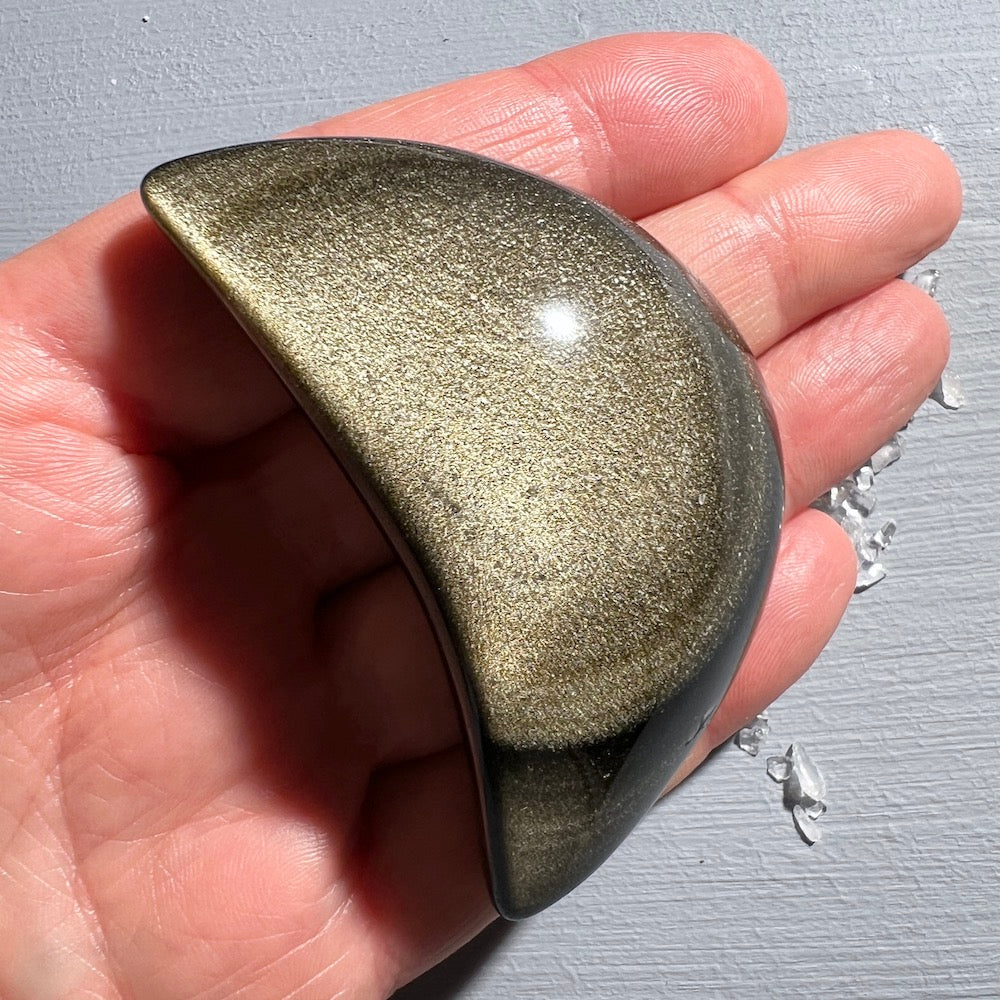 Goldobsidian Mond – Handschmeichler 72mm | Happy Minerals