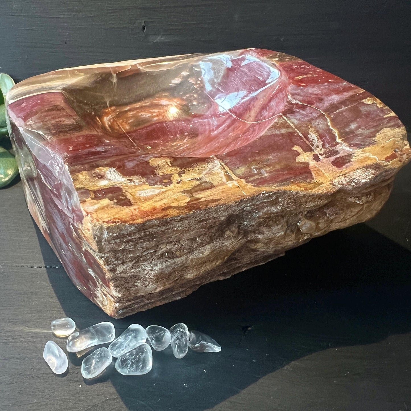 Große Steinschale | Rotes, Versteinertes Holz | seilich | Happy Minerals