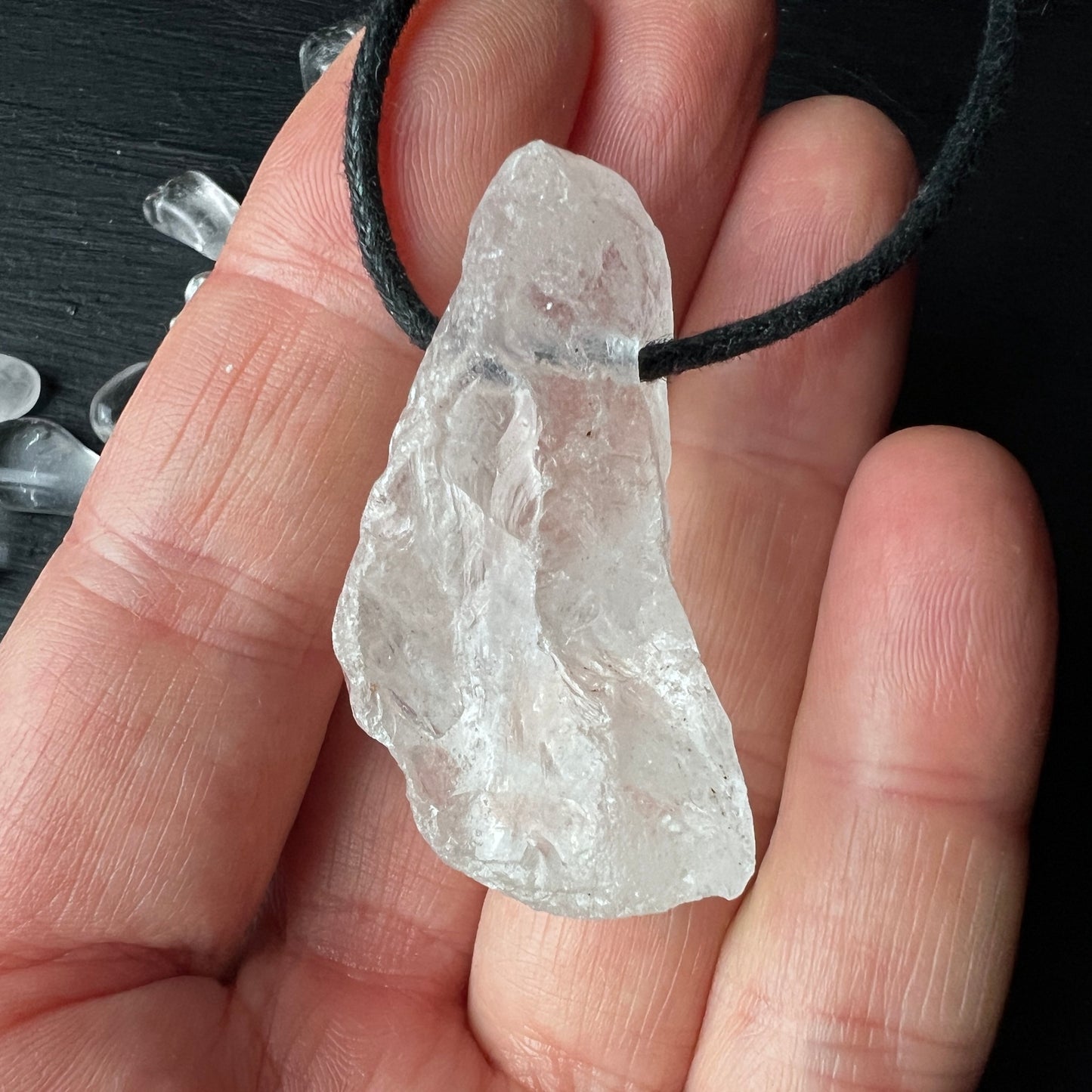  Großer Roher Bergkristall Anhänger, gebohrt | Happy Minerals