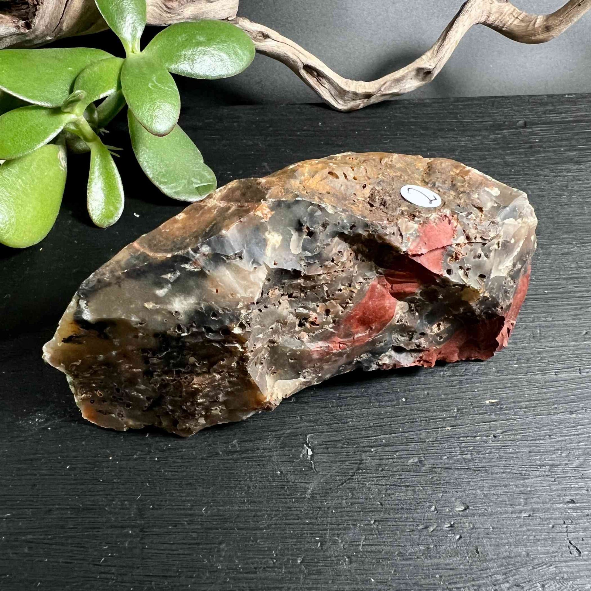 Heliotrop Rohstein aus Brasilien, schwarz-rot Variante Nr. 2