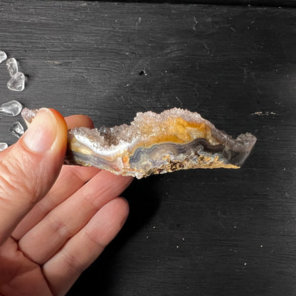 Galaxy Amethyst aus Uruguay, orange mit poliertem Rand, ca. 92mm