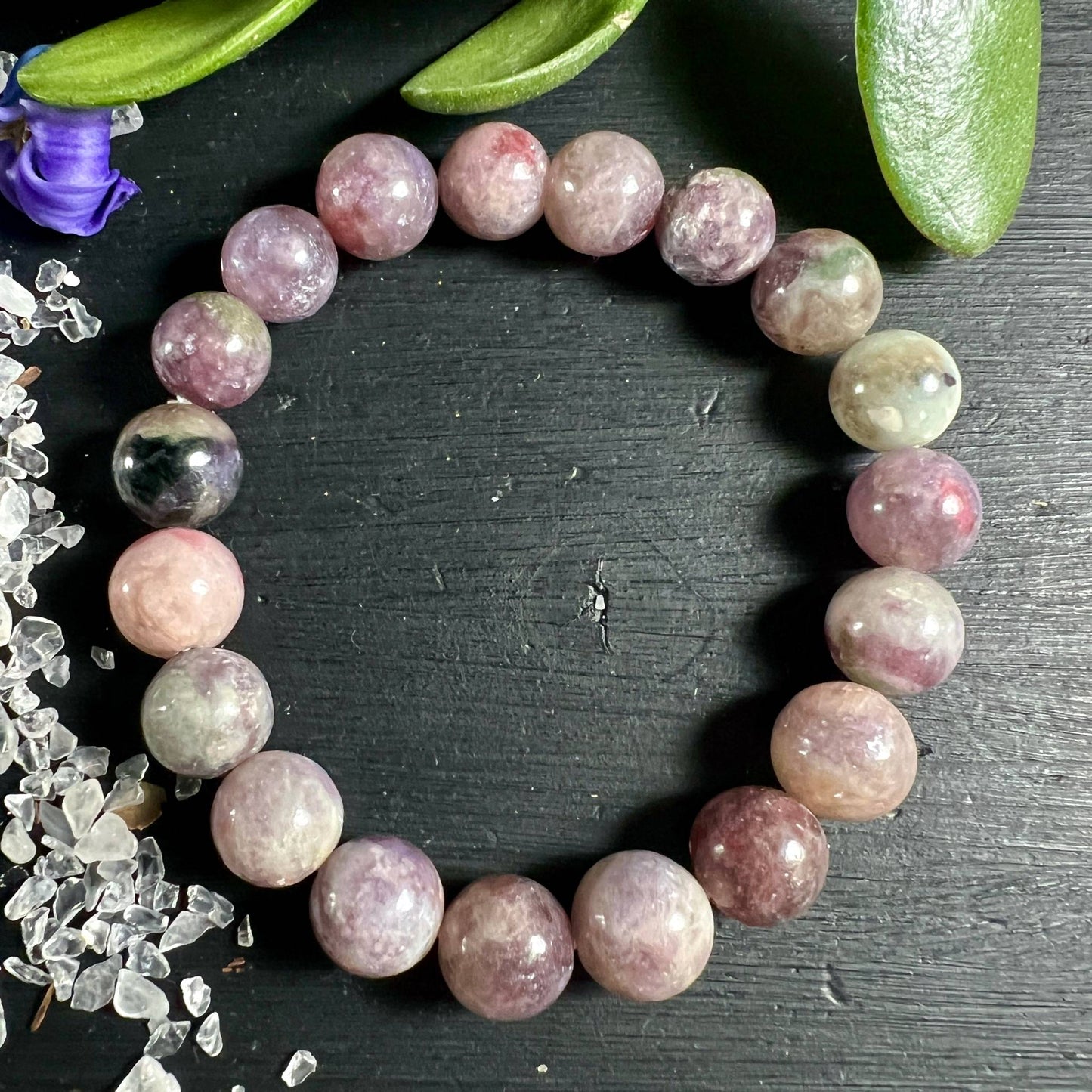 Lila Unicorn - Lepidolith Armband mit 11mm Perlen - Variante A | Happy Minerals