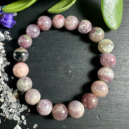 Lila Unicorn - Lepidolith Armband mit 11mm Perlen - Variante A | Happy Minerals