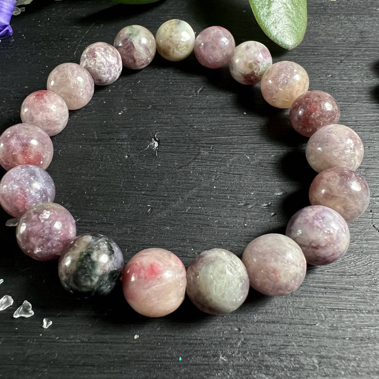 Lila Unicorn - Lepidolith Armband mit 11mm Perlen - Variante B | Happy Minerals