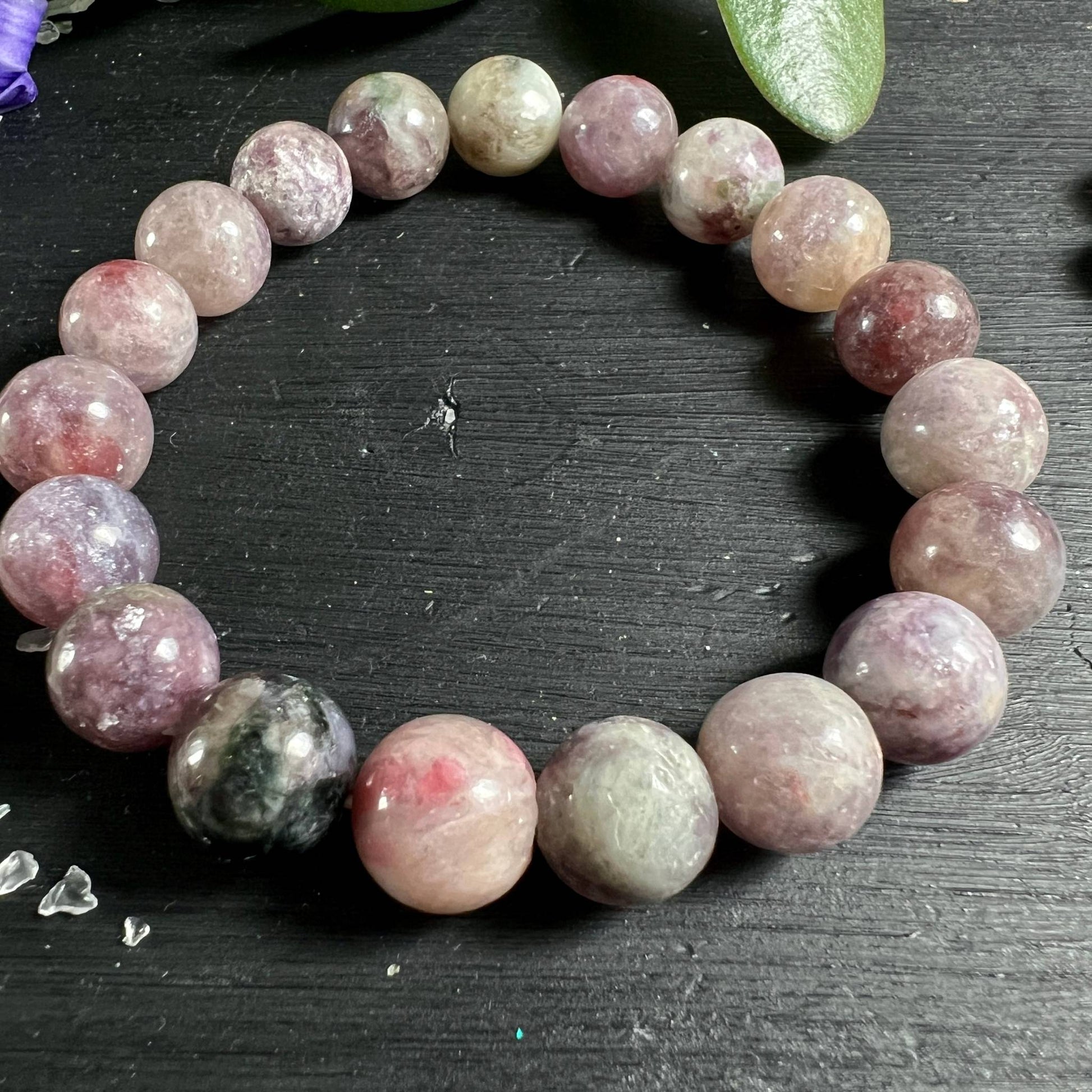 Lila Unicorn - Lepidolith Armband mit 11mm Perlen - Variante B | Happy Minerals