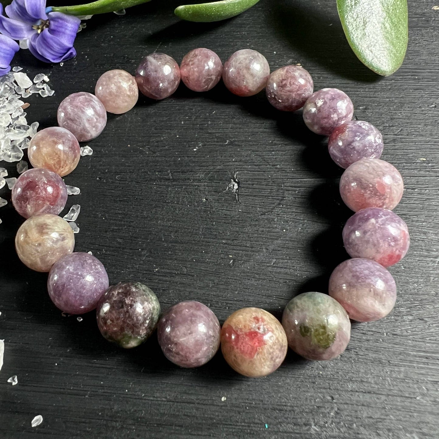 Lila Unicorn - Lepidolith Armband mit 21cm - Variante B | Happy Minerals