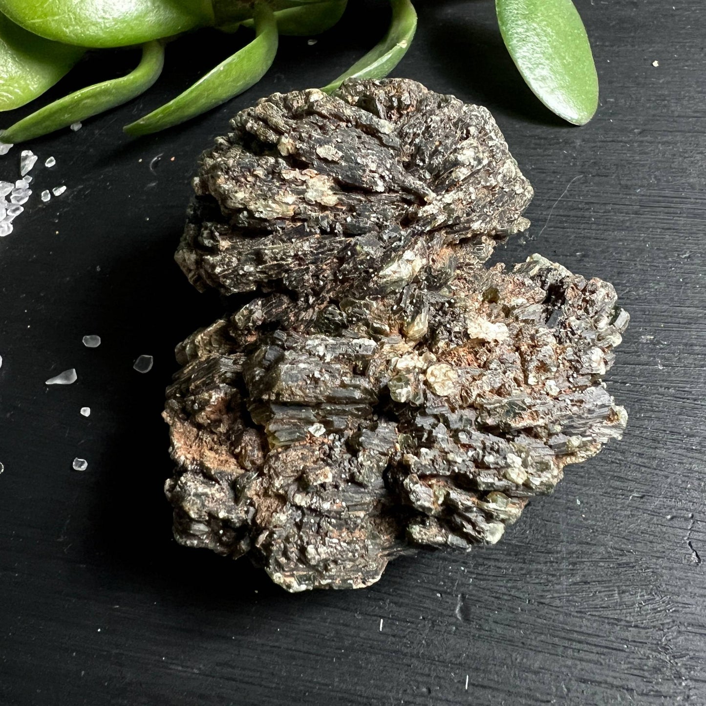 Grüner Muscovit Specimen Draufsicht | natürliche Blütenstruktur aus Mali | Happy Minerals