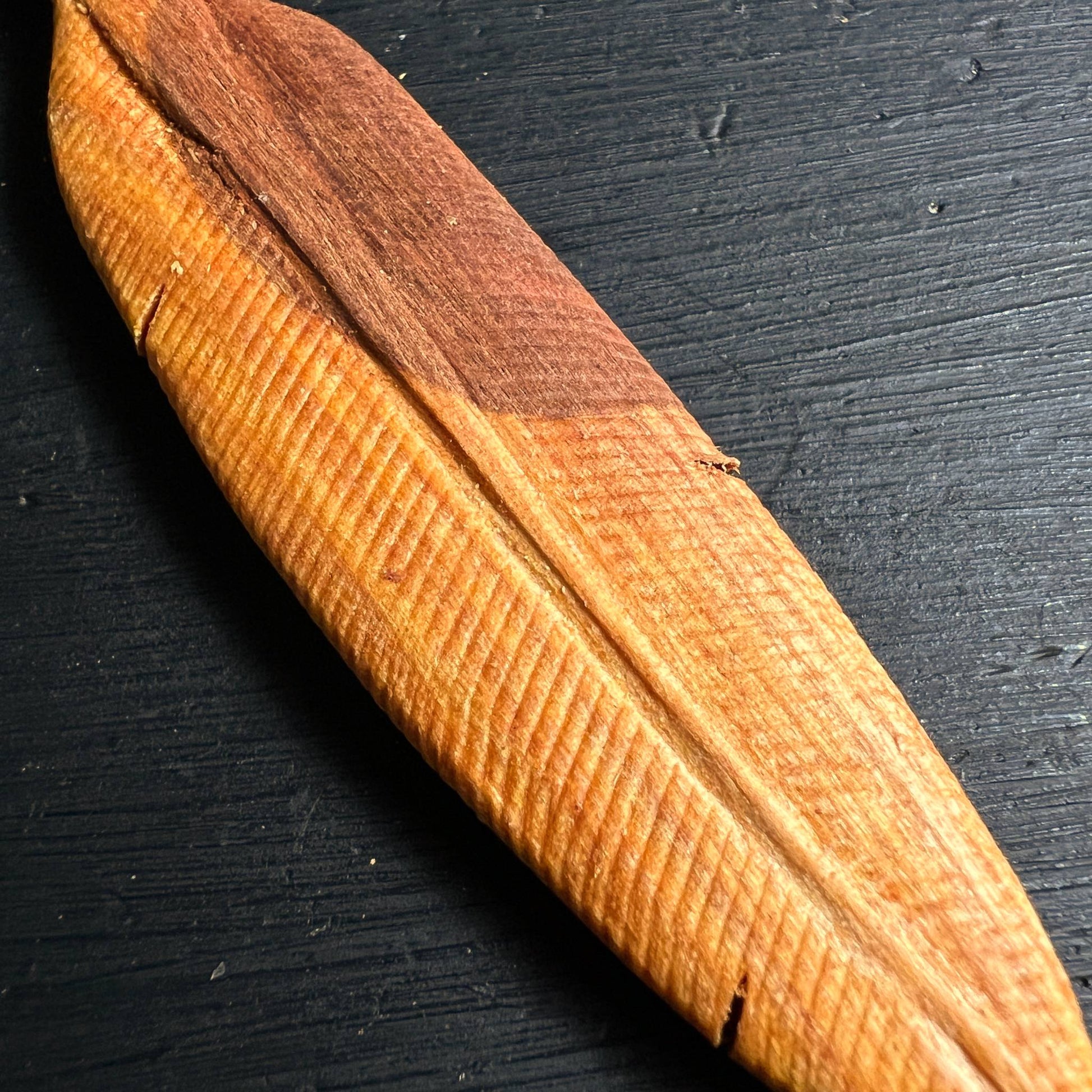 Palo Santo Feder Holzmaserung Nahaufnahme | warme Bernstein- und Brauntöne | Happy Minerals