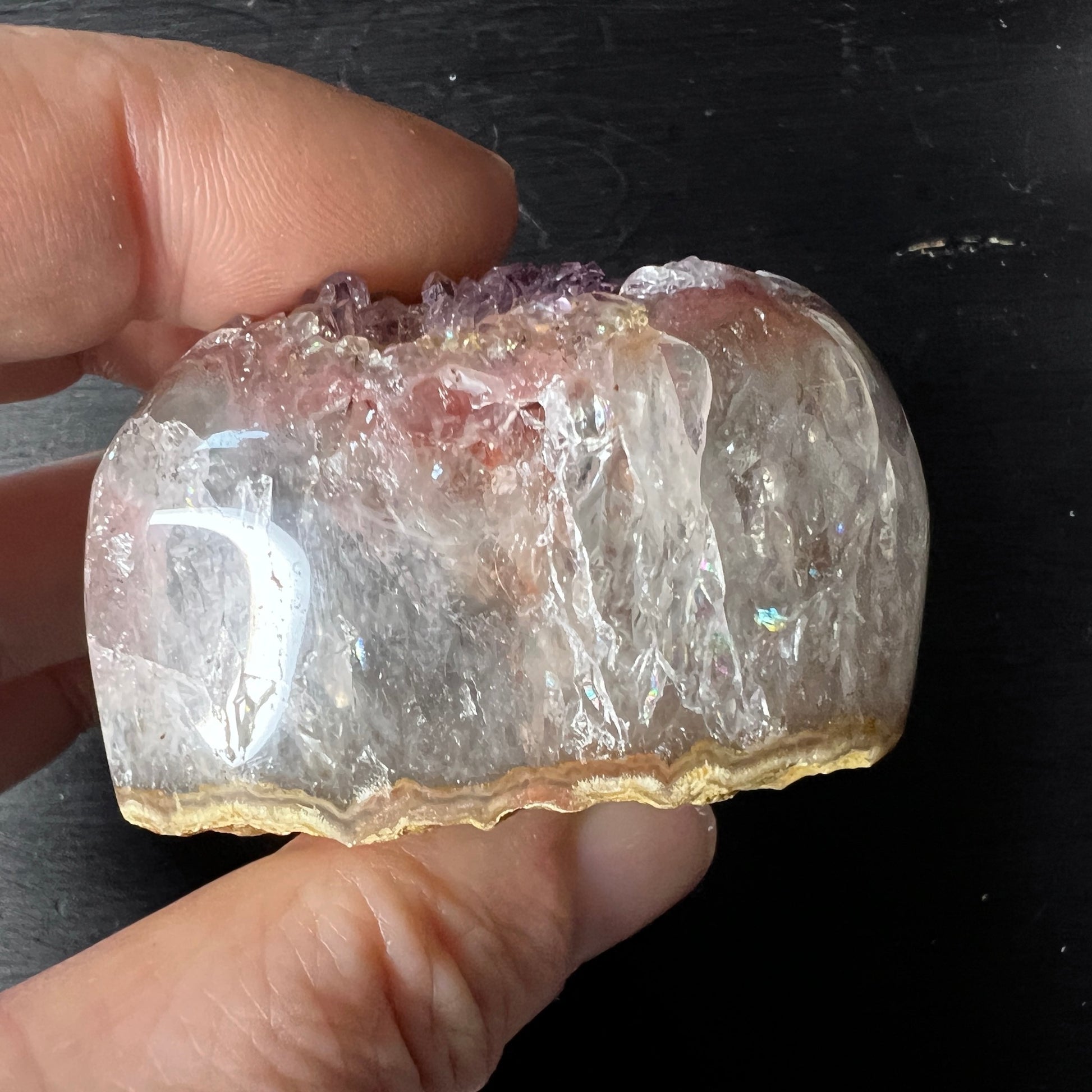 Pink Amethyst Herz aus Uruguay, Oben | Happy Minerals