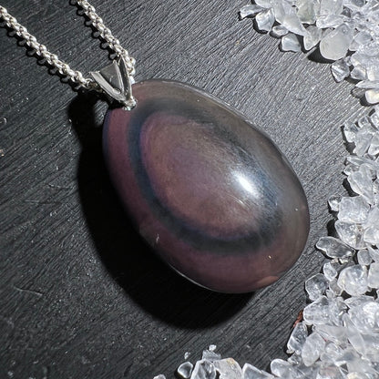 Regenbogen Obsidian Anhänger, lila 35mm,  | Happy Minerals