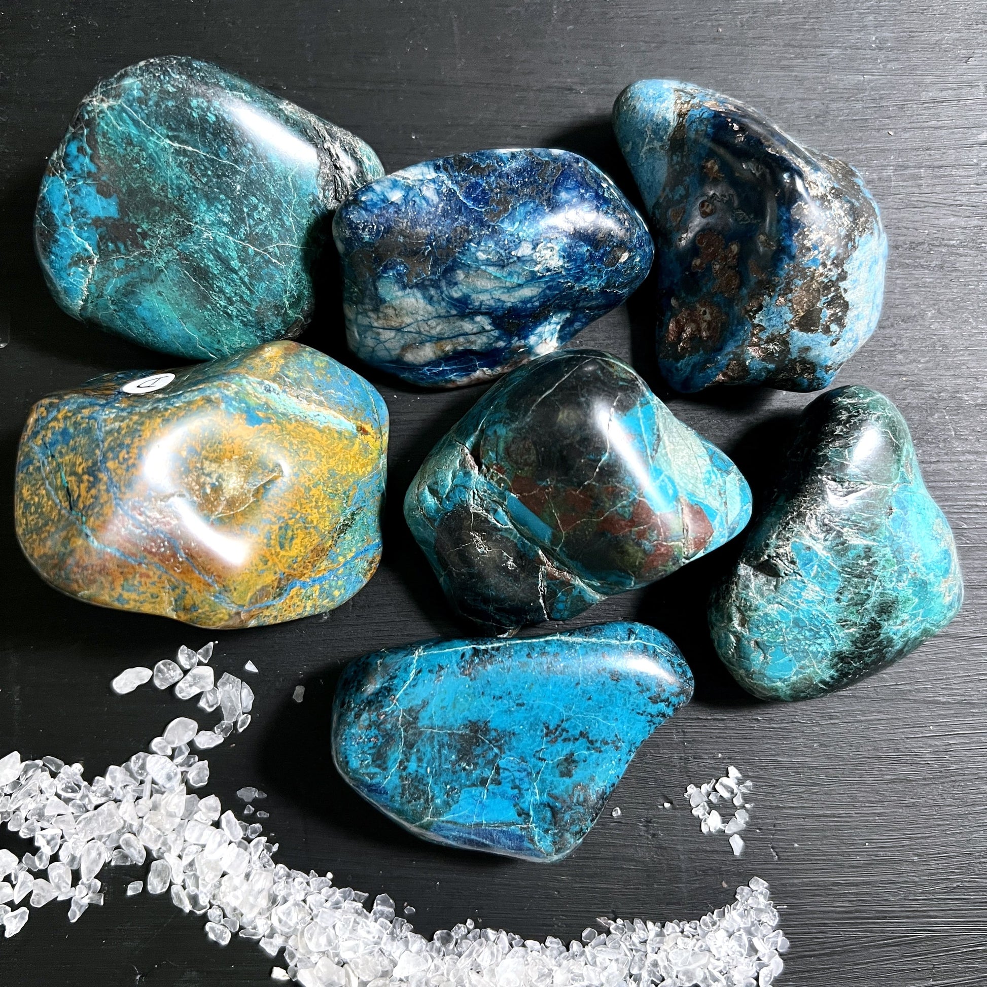 Shattuckit Handschmeichler aus Südafrika, Übersicht Rückseite | Happy Minerals