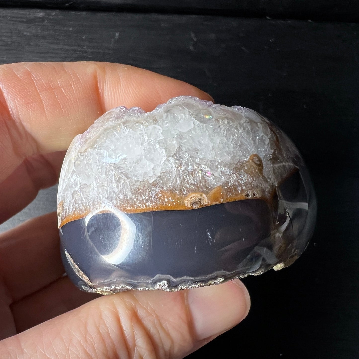 Sugar Amethyst Herz aus Uruguay. Achat Basis  Happy Minerals