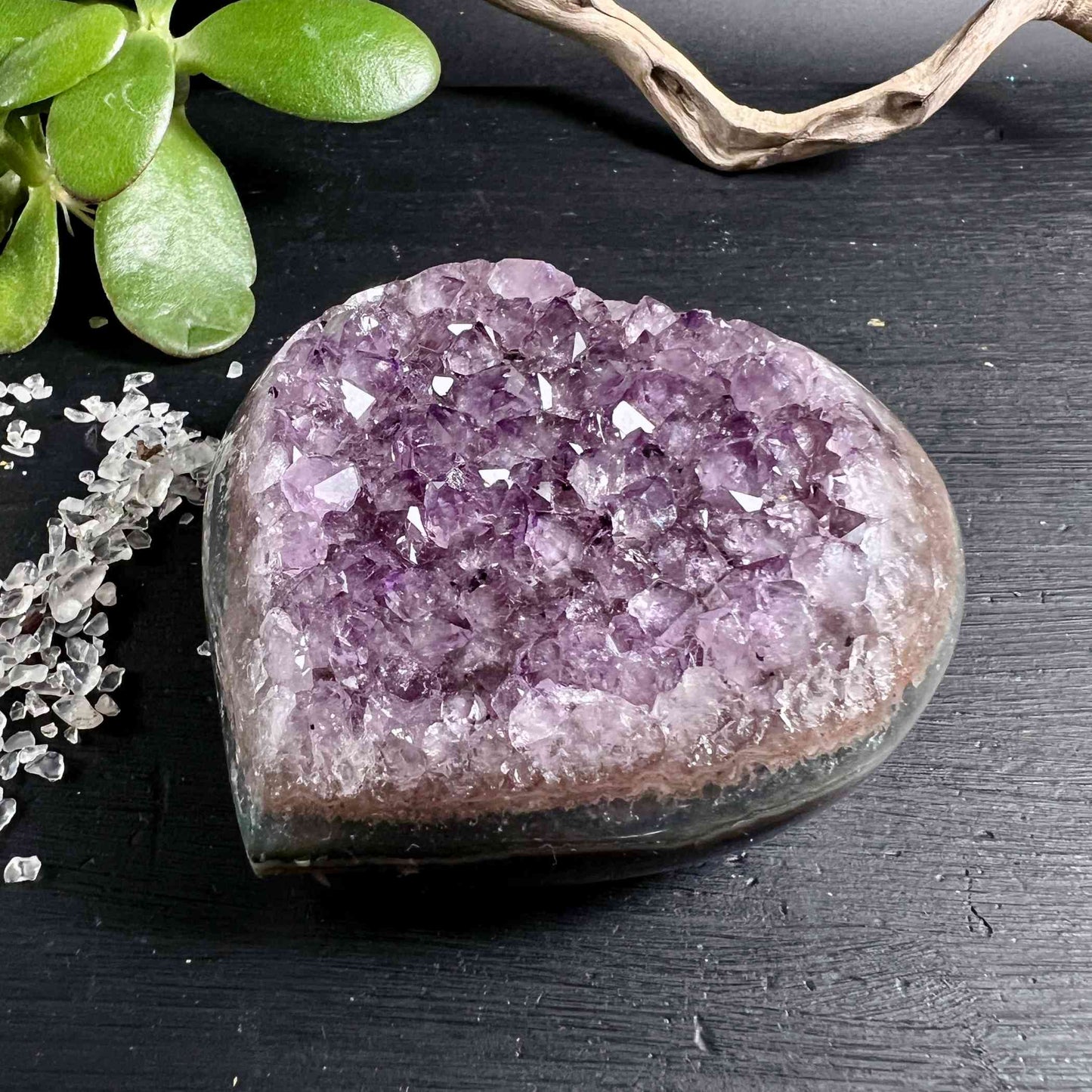 Amethyst Herz 8cm mit Achatbasis | Spirituelle Klarheit und innere Ruhe