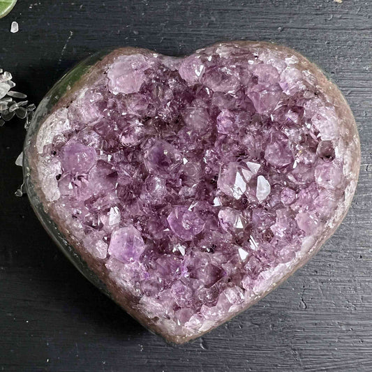 Amethyst Herz 8cm mit Achatbasis | Spirituelle Klarheit und innere Ruhe