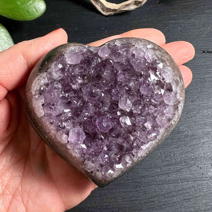Amethyst Herz 8cm mit Achatbasis | Spirituelle Klarheit und innere Ruhe