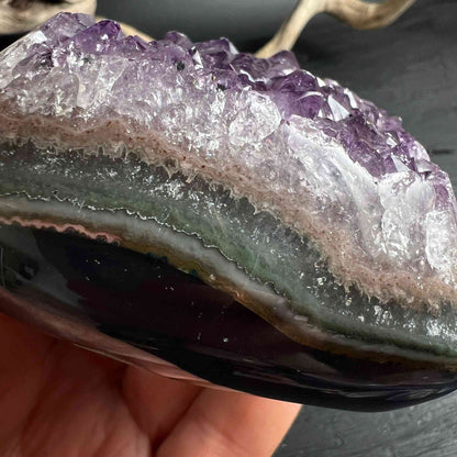 Amethyst Herz 8cm mit Achatbasis | Spirituelle Klarheit und innere Ruhe