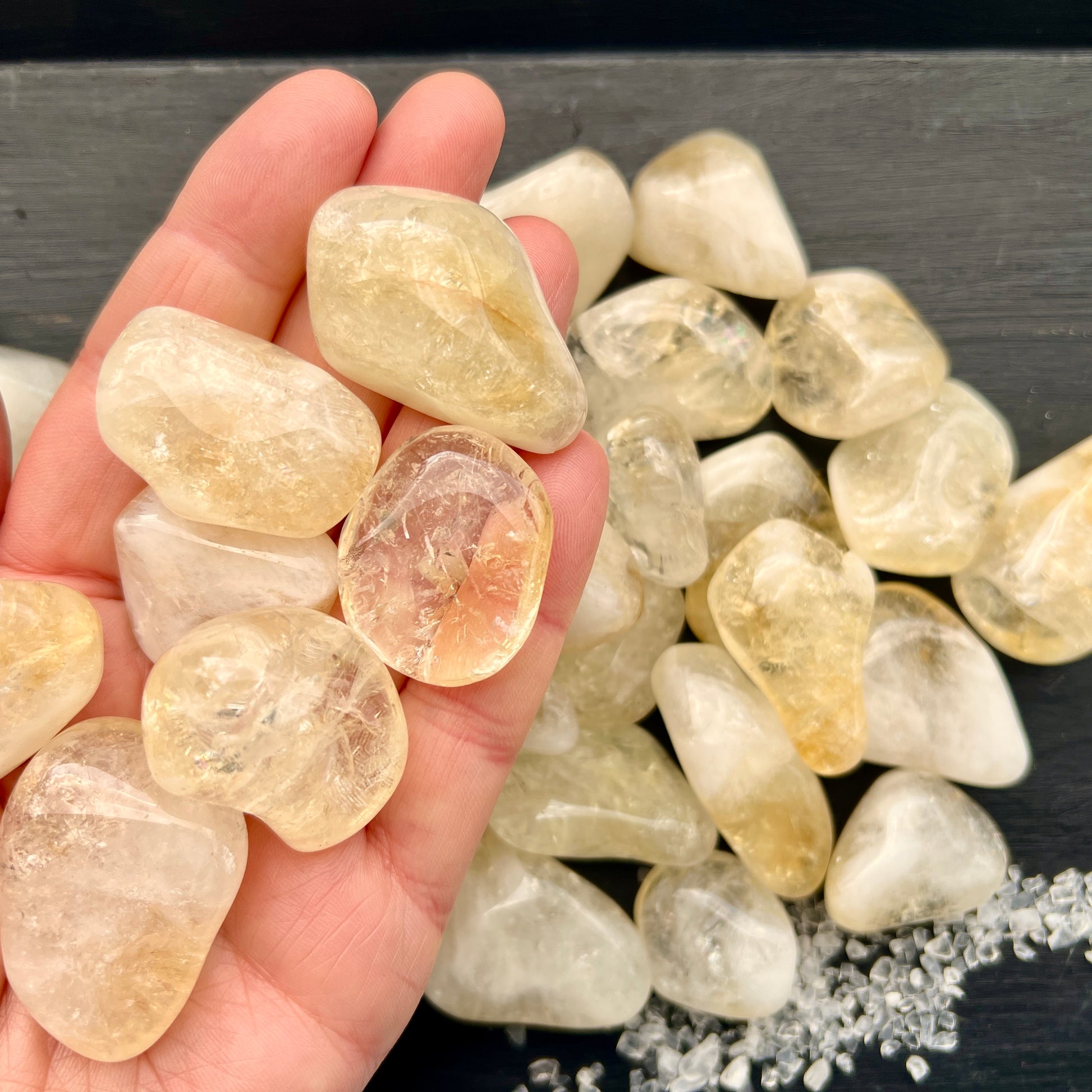 XL Citrin Trommelstein, erhitzter Amethyst, Taschenstein für Fülle und Positivität, ca. 2,5–4,5 cm, intuitiv gewählt | Happy Minerals