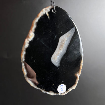 Achat Variante 3 | naturbelassener Rand | weiße Drusenspitze | Happy Minerals