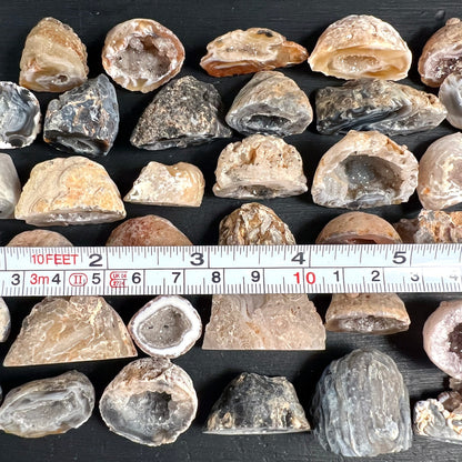 Achat-Geoden | Größenvergleich Maßband | Oco Mandelstein | Mexiko | Happy Minerals