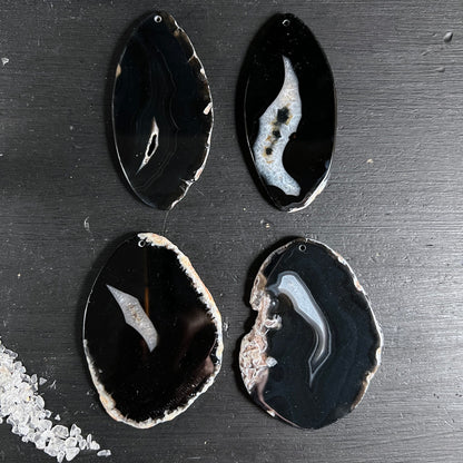 Achat-Scheiben Set | vier Varianten | Drusen-Details sichtbar | Happy Minerals
