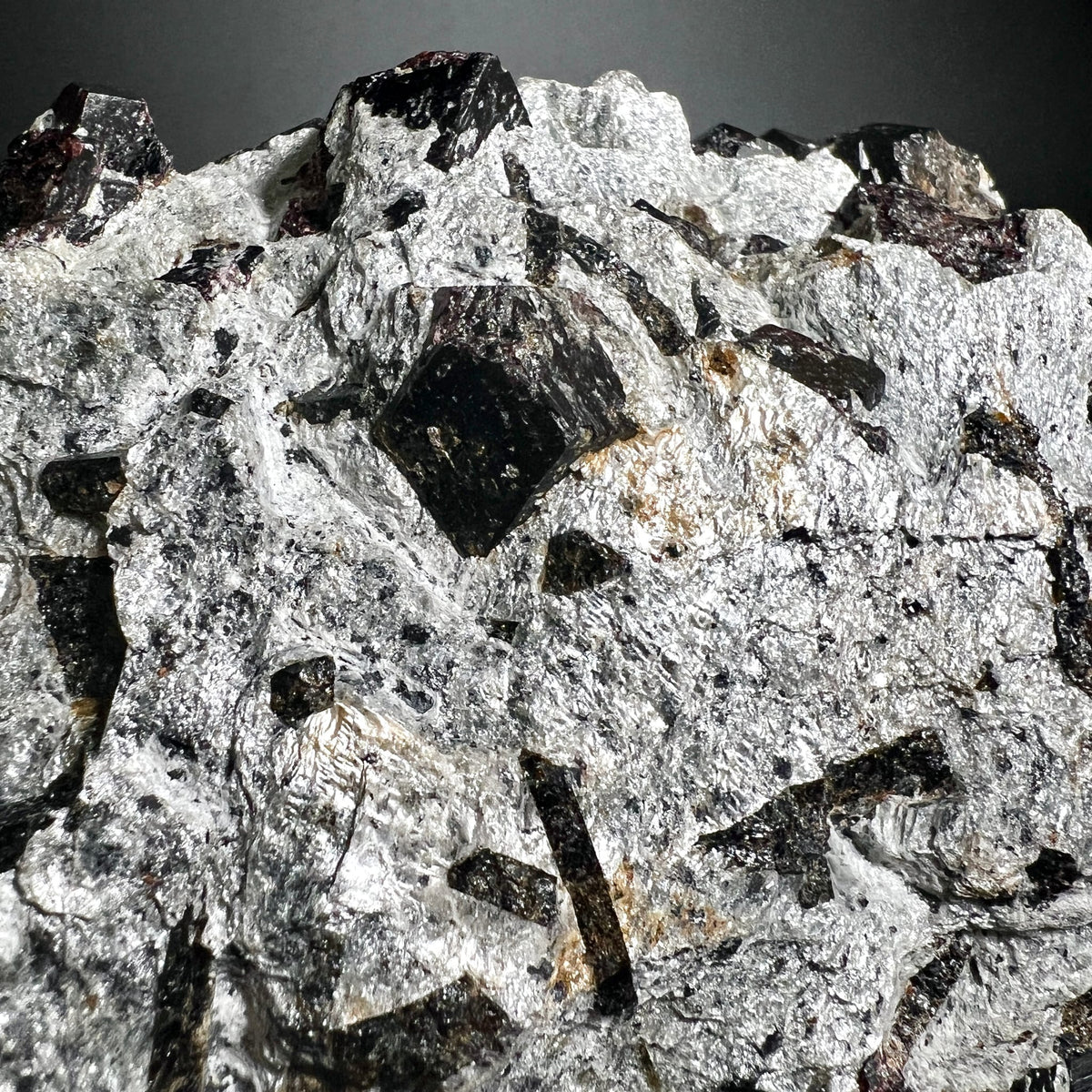 Almandin Makro | rhombische Kristallform | glänzende Oberfläche | Granat-Detail | Happy Minerals