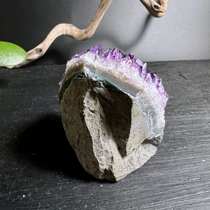 Amethyst Hoehle Uruguay | Kristallhoehle innen | violette Spitzen | rohe Druse | Geode natur | Happy Minerals