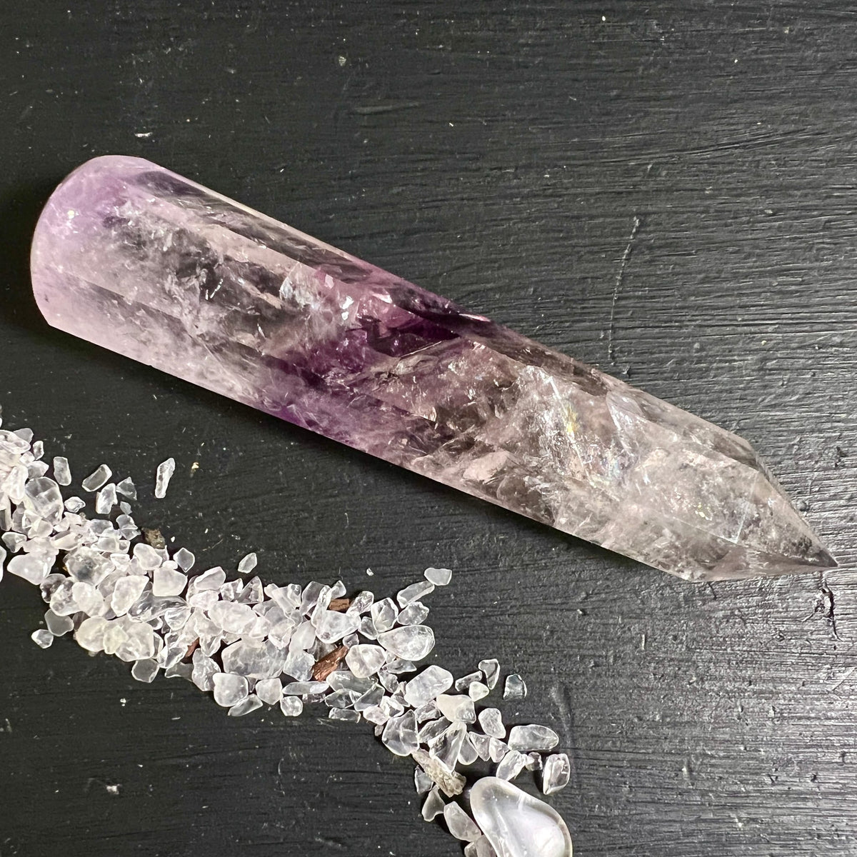 Amethyst | Bergkristall | Phantomkristall | Geist-Amethyst | Kristallstab | Brasilien | Happy Minerals