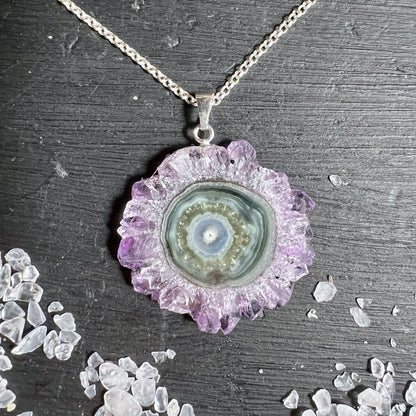 Amethyst Sonne Anhänger 38x30mm aus Uruguay mit Silberöse | Happy Minerals