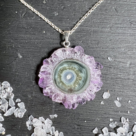 Amethyst Sonne Anhänger 38x30mm aus Uruguay mit Silberöse | Happy Minerals