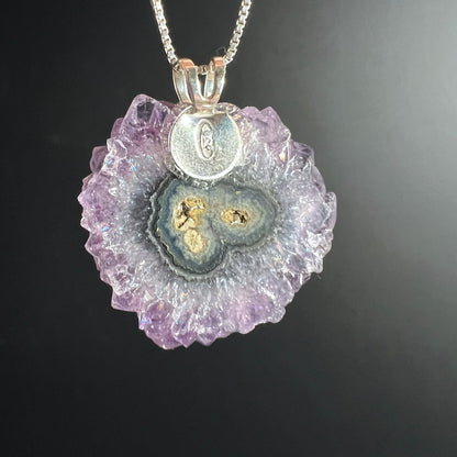 Amethyst | Sonne | Stalaktit | mit | 925 Stempel | Silberöse | violette | Unikat-Kristall | Happy Minerals