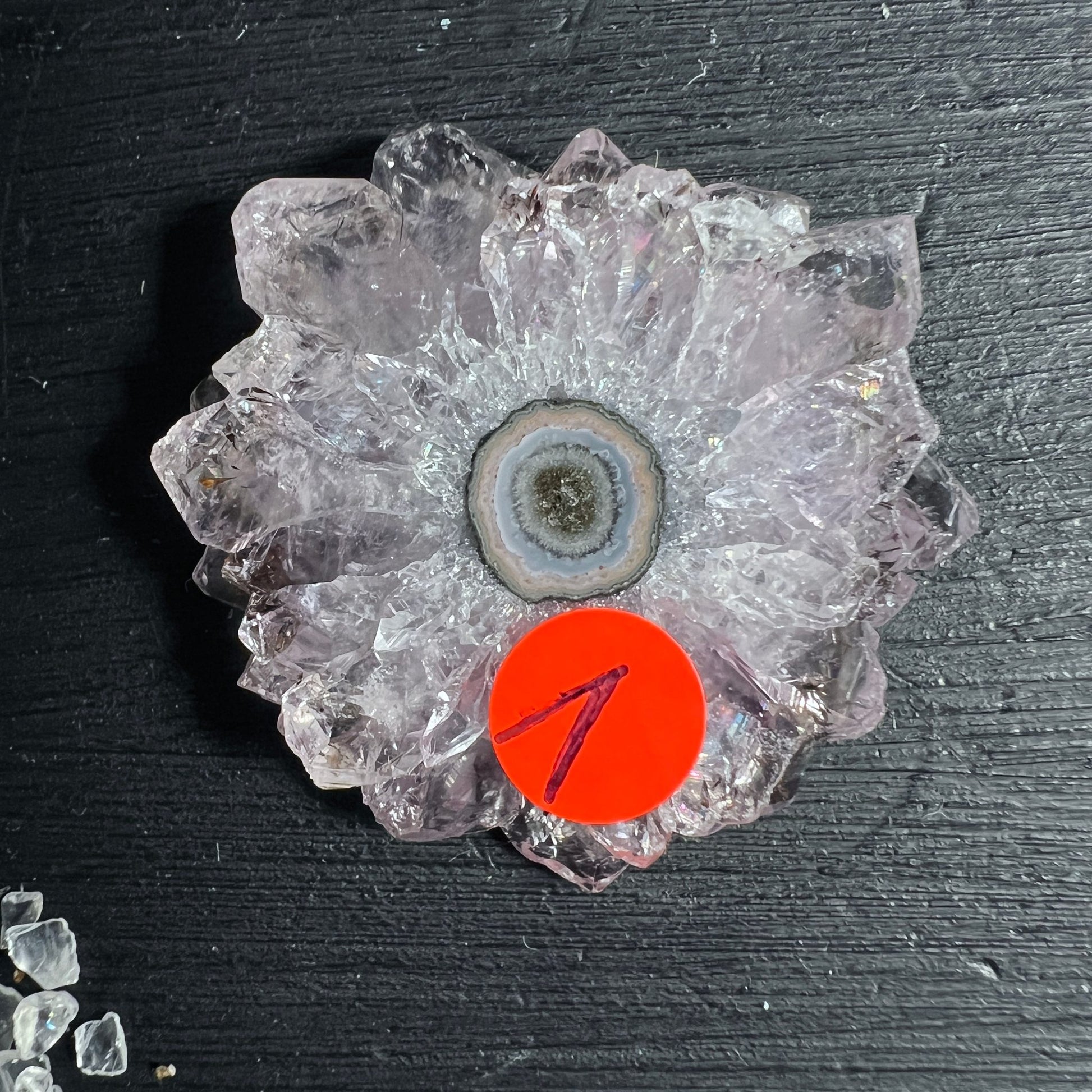 Amethyst Sonne Stalaktit | Uruguay | Scheibe Nr.1 | zarte Lavendeltöne | Happy Minerals Kristall
