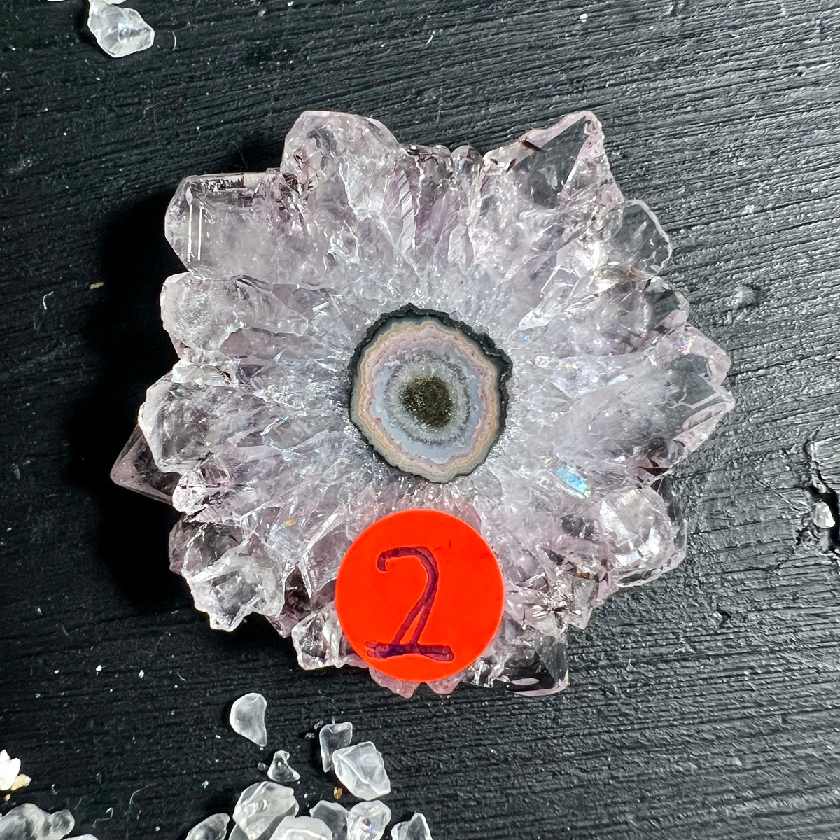 Amethyst Sonne Stalaktit | Uruguay | Scheibe Nr.2 | kristalline Struktur | Happy Minerals Edelstein
