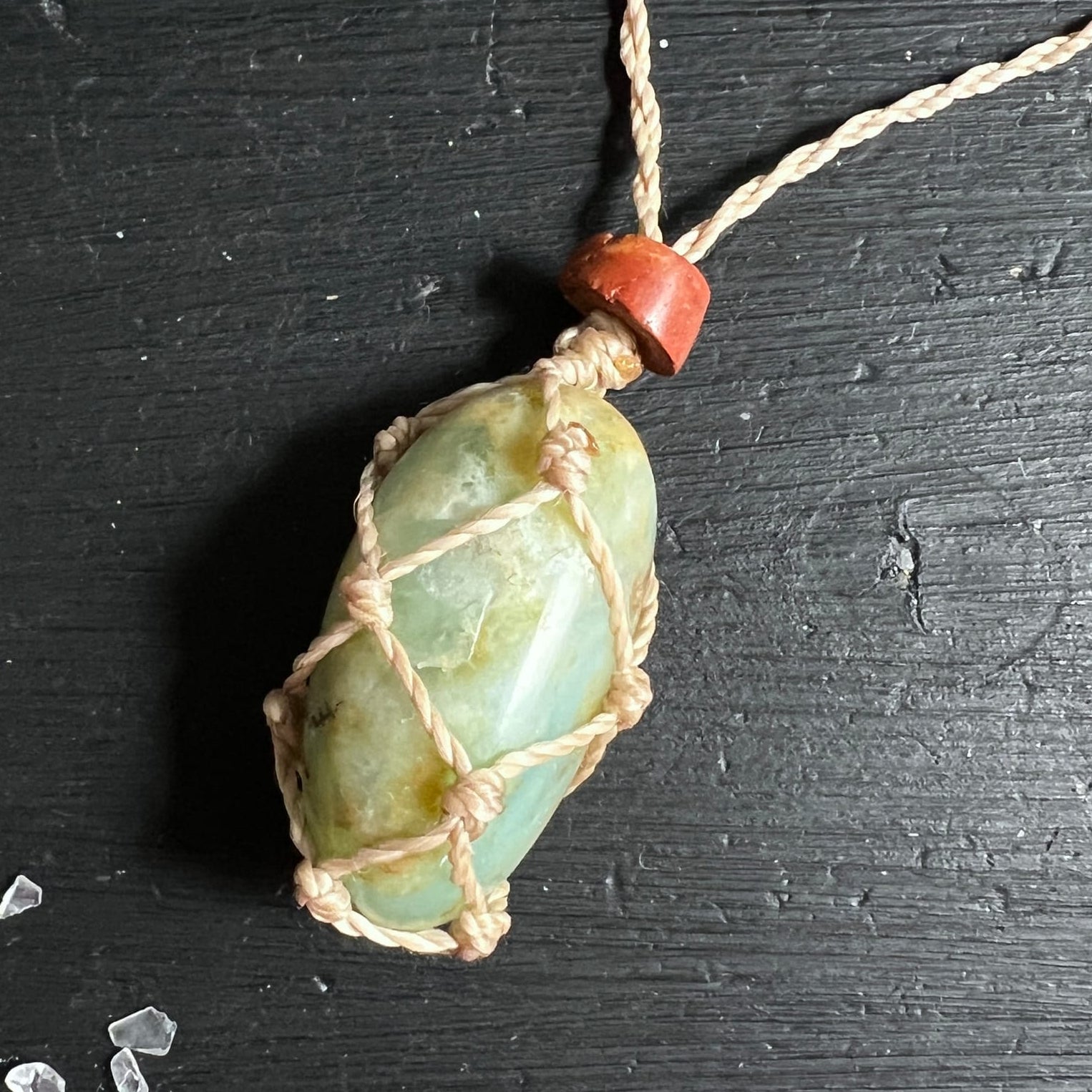 Andenopal | Trommelstein | Makramee | Happy Minerals | grün-türkis | Peru | Unikat | Kristallsplitter