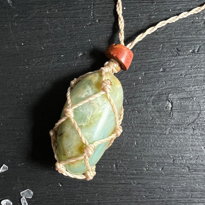 Andenopal | Trommelstein | Makramee | Happy Minerals | grün-türkis | Peru | Unikat | Kristallsplitter