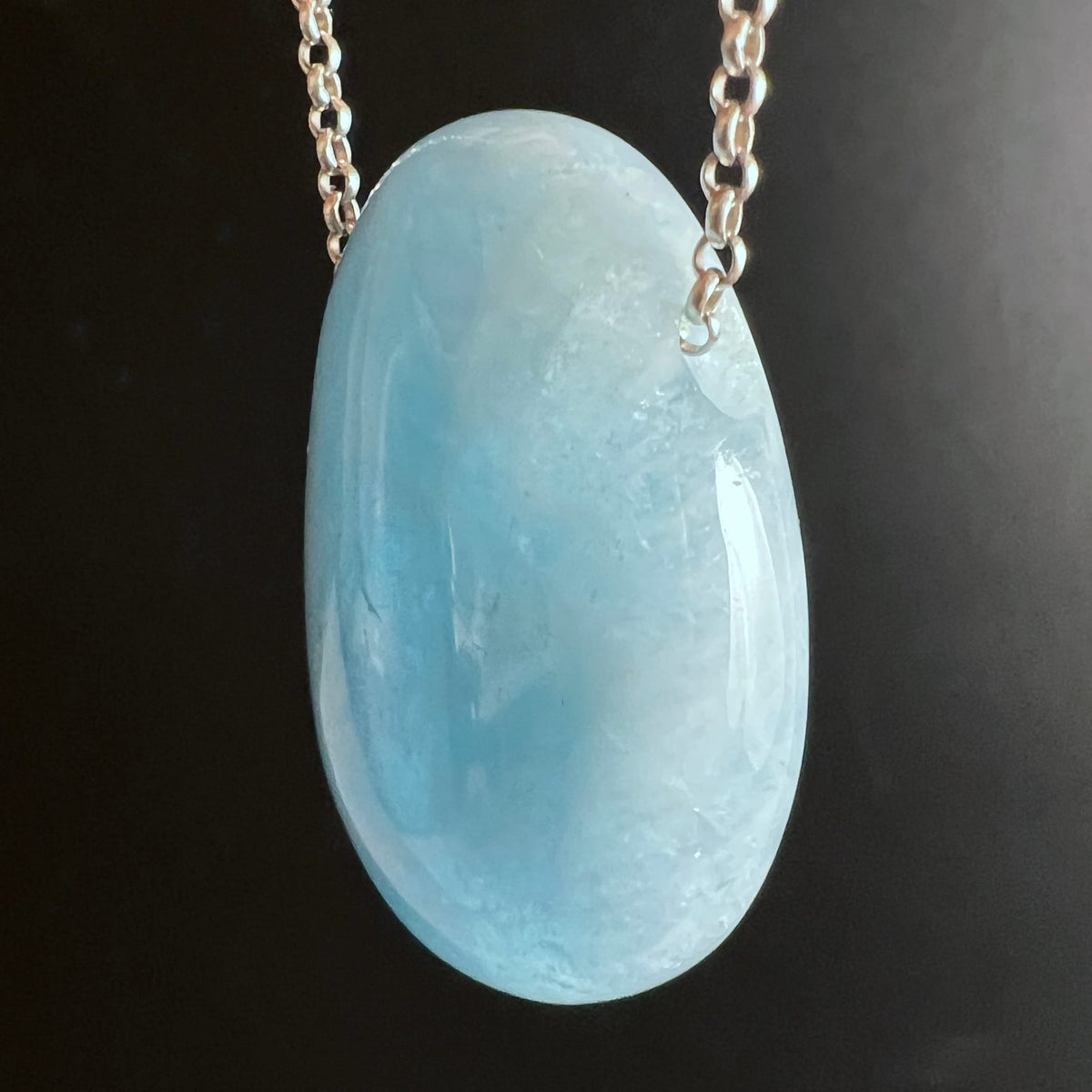 Aquamarin Tropfen an Silberkette | eisblaue Nuancen | Mosambik | Happy Minerals Unikat