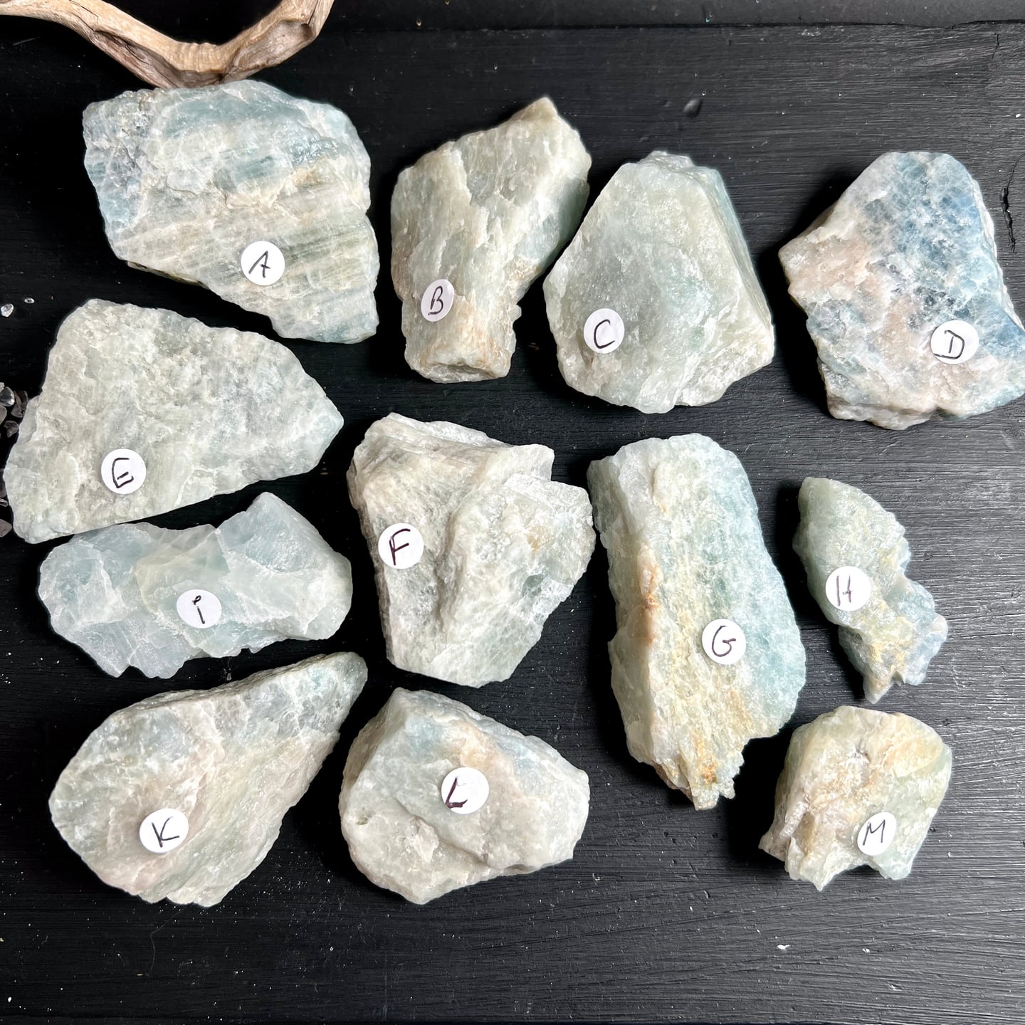 Aquamarin Rohsteine | Brasilien | 12 Varianten A-M | eisblau transparent | Happy Minerals Kristall Sammlung