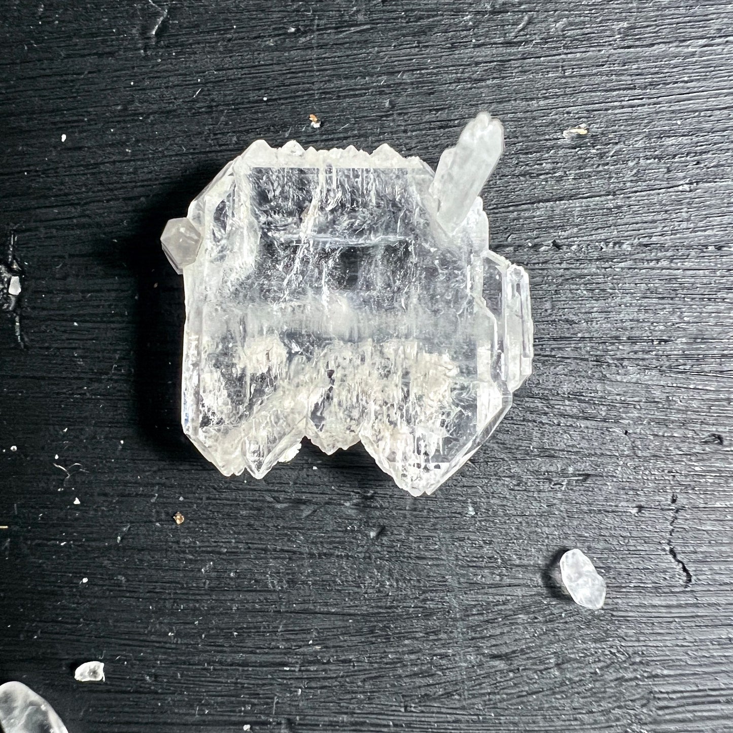 Bergkristall Fadenquarz | Beluchistan | transparenter Rohstein | Holzmaserung | Happy Minerals
