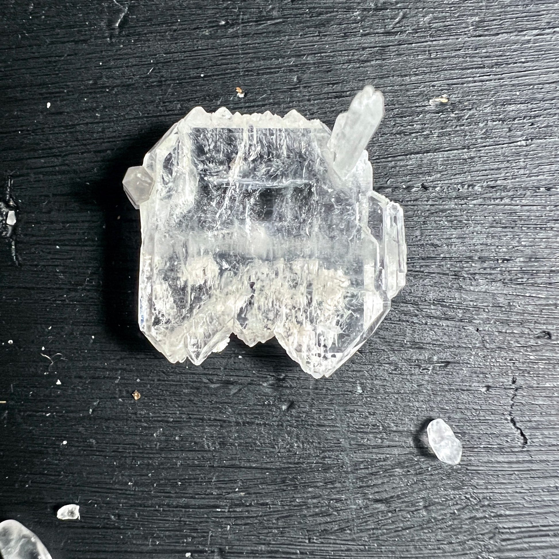 Bergkristall Fadenquarz | Beluchistan | transparenter Rohstein | Holzmaserung | Happy Minerals
