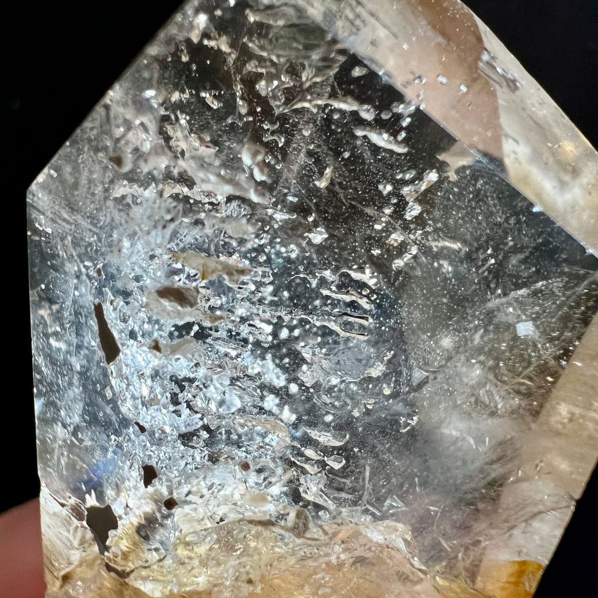Makroaufnahme | Bergkristall Innenleben | funkelnde Einschlüsse | Kristallgarten | Happy Minerals